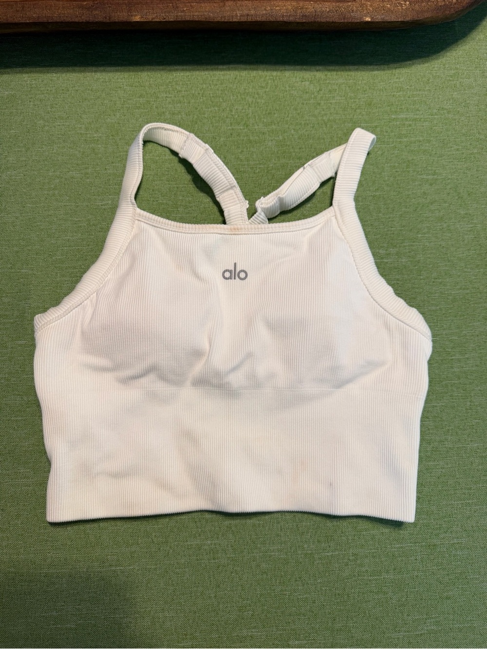 ALO Yoga White Ribbed High-Neck Sports Bra